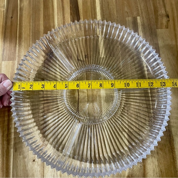 Vintage Mikasa Diamond Fire Round Divided Relish 4 Part Clear Crystal - Picture 11 of 14